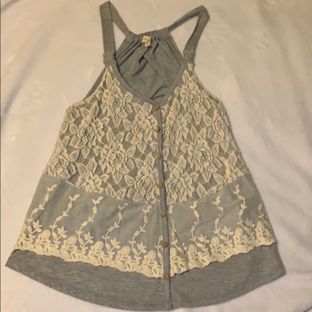 Grey lace tank top